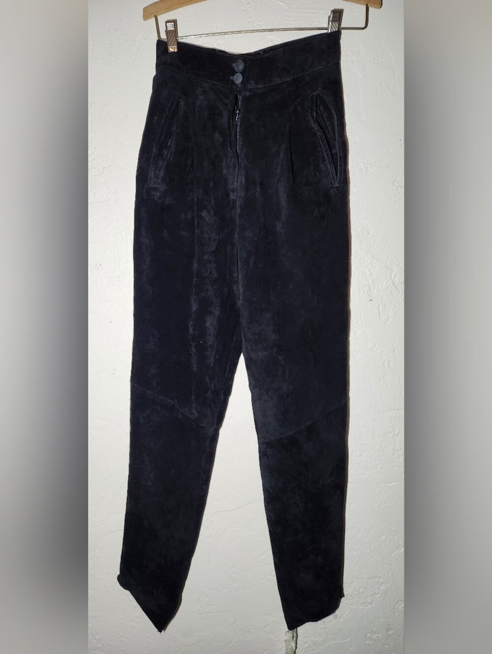 Vintage Erez Womens Size 4 Genuine Black Suede Leather High Waist Pants